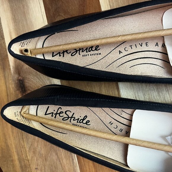 Lifestride Nile Womens Ballets Flat Sz 9 WIDE WIDTH Lux Navy Lizard Arch Support - Picture 3 of 12